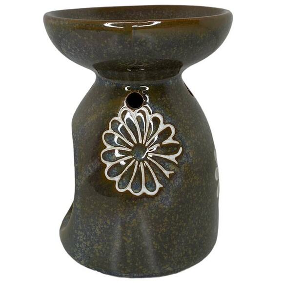 Oil Burner With Tea Light Holder for Aromatherapy Pottery Daisy Print - Picture 8 of 11